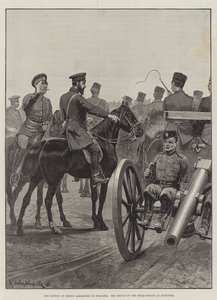 De terugkeer van prins Alexander naar Bulgarije, de prins op het oefenterrein in Rustchuk
